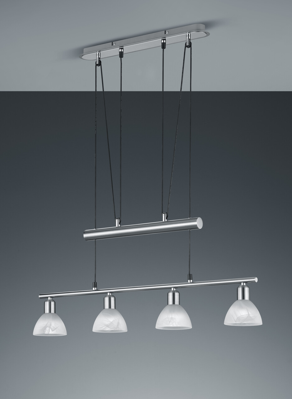 Lustra Levisto, TRIO, 80x11x160 cm, 4.9W, 4x E14, metal, nichel mat/alb - imagine 3